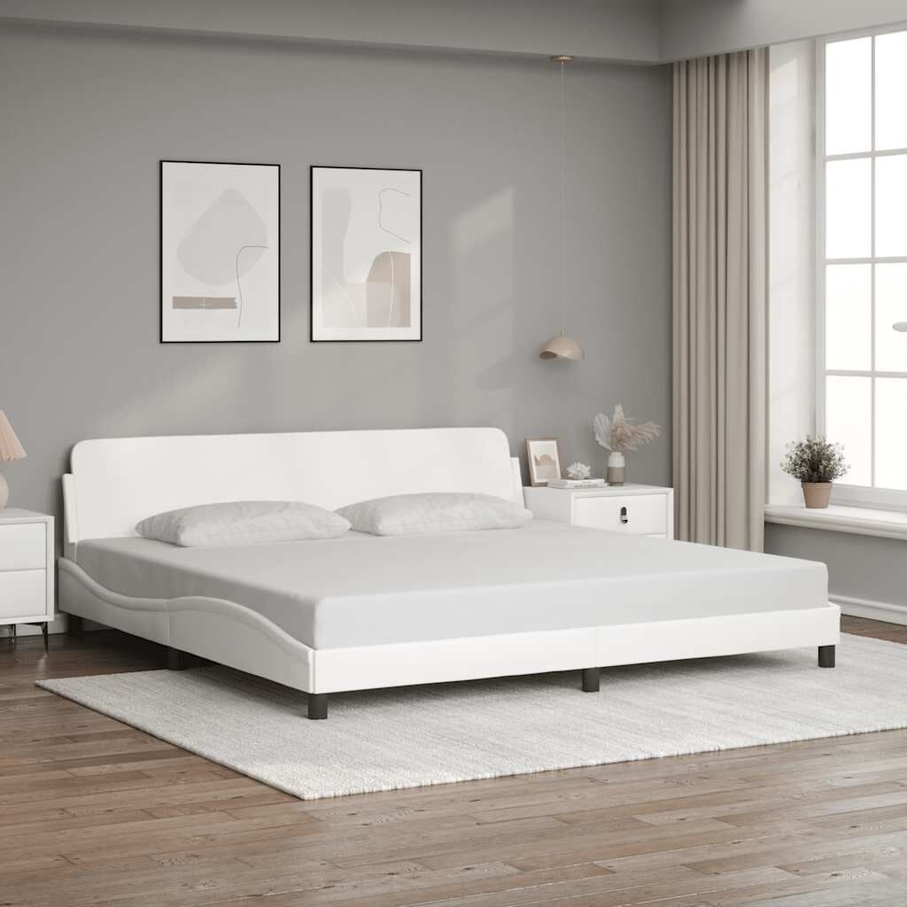 vidaXL Bedframe met hoofdbord kunstleer wit 200x200 cm