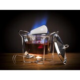 APS 65065 vuurtang punchset, suikertang, glazen kom, roestvrijstalen deksel, hoogglans gepolijst, warmer, verchroomd, opscheplepel, voor ca. 4 liter