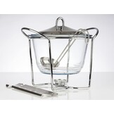 APS 65065 vuurtang punchset, suikertang, glazen kom, roestvrijstalen deksel, hoogglans gepolijst, warmer, verchroomd, opscheplepel, voor ca. 4 liter
