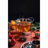 APS 65065 vuurtang punchset, suikertang, glazen kom, roestvrijstalen deksel, hoogglans gepolijst, warmer, verchroomd, opscheplepel, voor ca. 4 liter