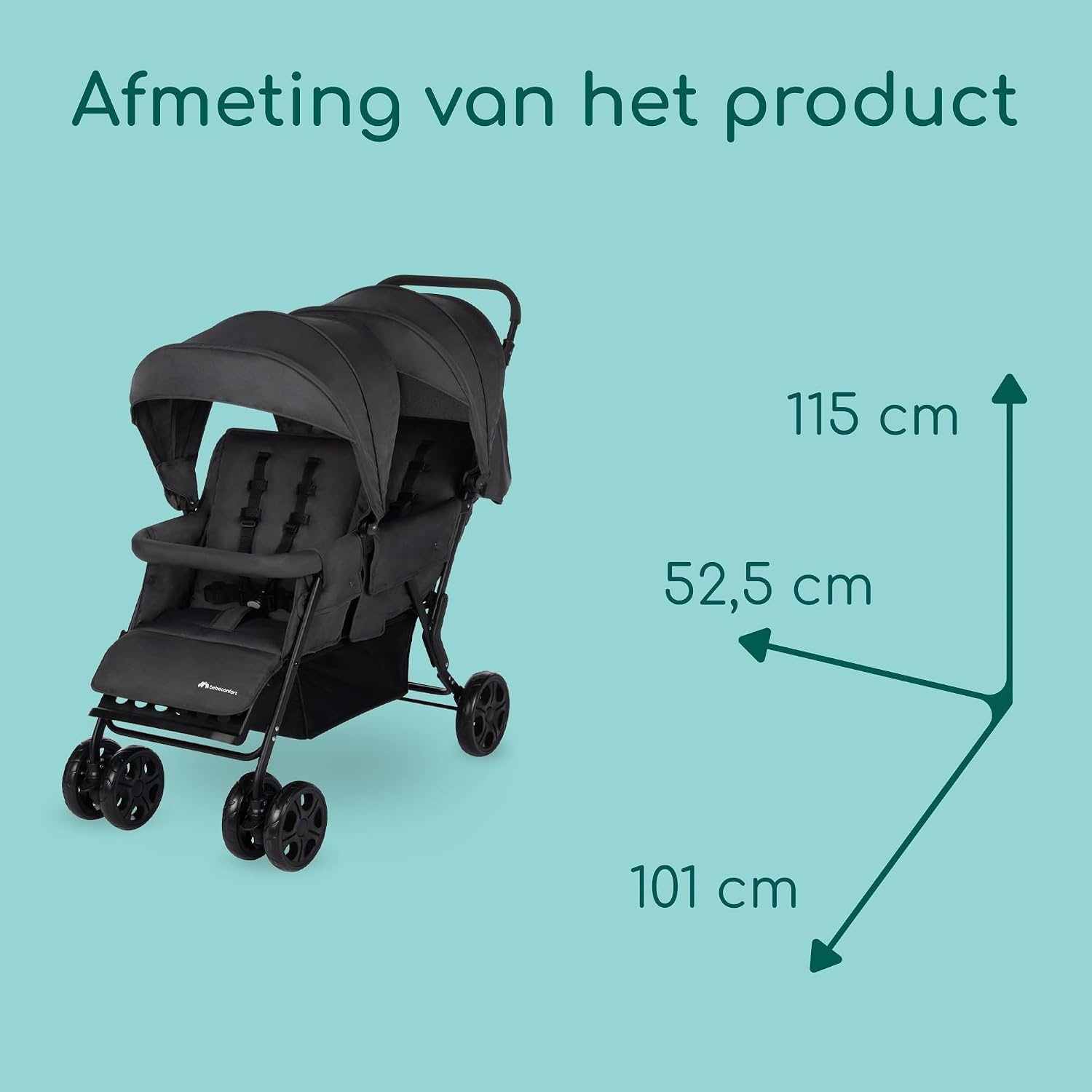 Bebeconfort Teamy Stroller, Tandem, 0 months to 4 years, 0-22 kg, Mineral Graphite