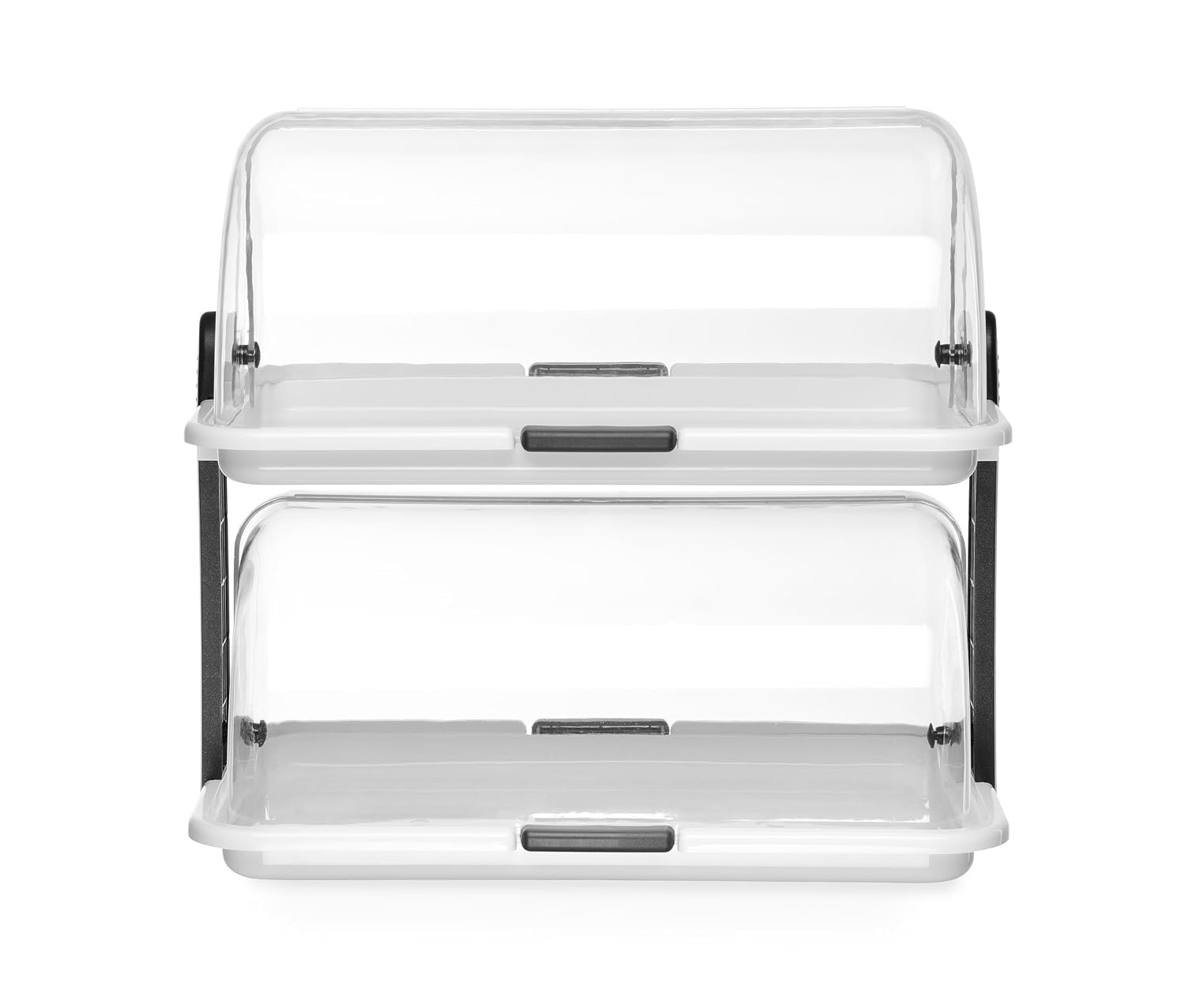 HENDI Buffet vitrine, dubbel, transparante roldeksels, van beide zijden toegang, buffet display, presentatie display, 380x260x(H)355mm, polystyreen
