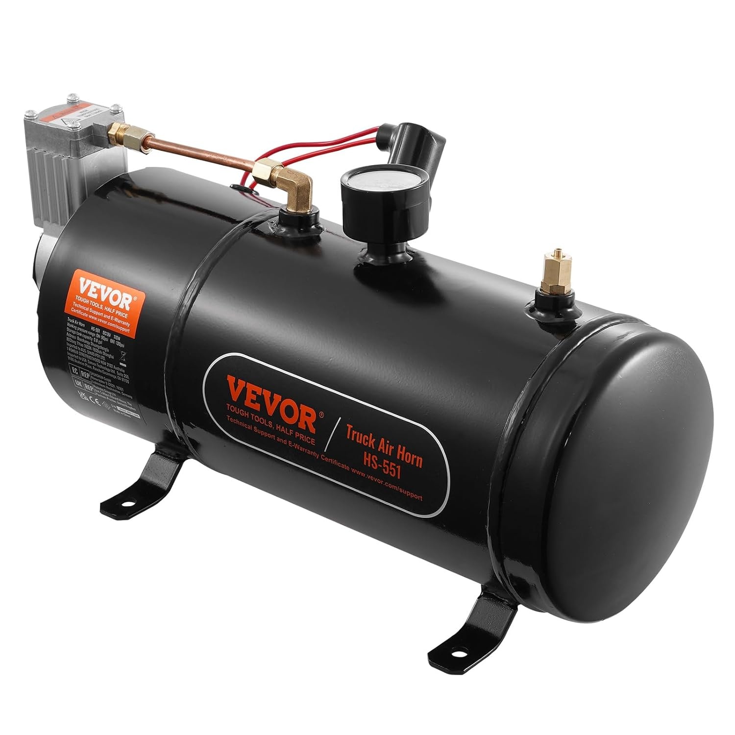 VEVOR 12V Air Compressor Set with Tank 3L, Air Compressor Set, Air Compressor Set, 90-120 PSI Working Pressure, Integrated Air Compressor System for Train Air Horn, Tyre Inflating, Trucks,