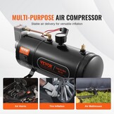 VEVOR 12V Air Compressor Set with Tank 3L, Air Compressor Set, Air Compressor Set, 90-120 PSI Working Pressure, Integrated Air Compressor System for Train Air Horn, Tyre Inflating, Trucks,