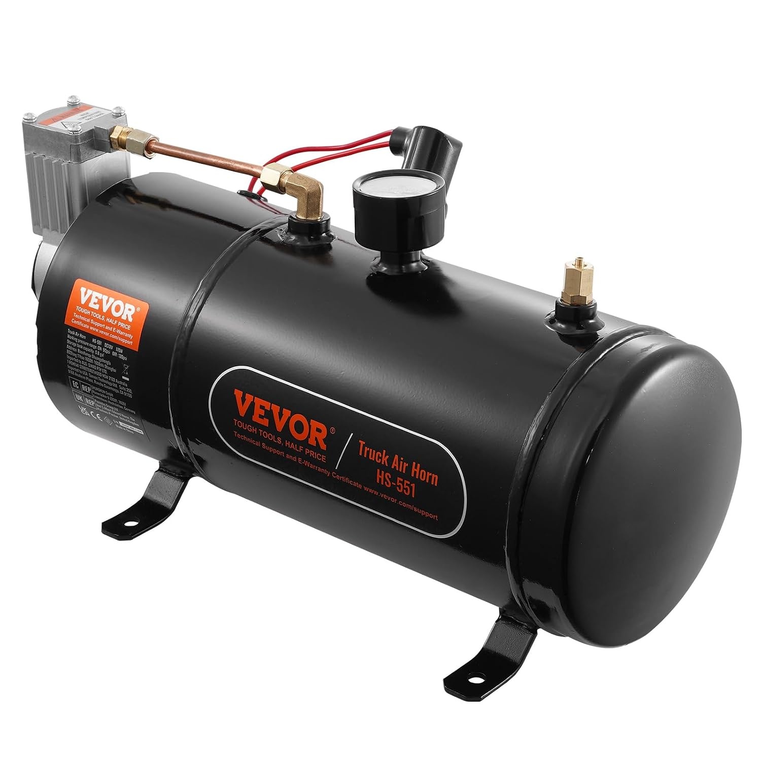 VEVOR 12V Air Compressor Set with Tank 3L, Air Compressor Set, Air Compressor Set, 90-120 PSI Working Pressure, Integrated Air Compressor System for Train Air Horn, Tyre Inflating, Trucks,