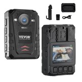 VEVOR Politiecamera 2K, waterdichte camera met 128 GB, met audio- en video-opname, ingebouwde batterij met 3500 mAh, lcd-scherm met hoge resolutie, GPS, infrarood nachtzicht
