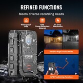 VEVOR Politiecamera 2K, waterdichte camera met 128 GB, met audio- en video-opname, ingebouwde batterij met 3500 mAh, lcd-scherm met hoge resolutie, GPS, infrarood nachtzicht