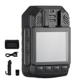 VEVOR Politiecamera 2K, waterdichte camera met 128 GB, met audio- en video-opname, ingebouwde batterij met 3500 mAh, lcd-scherm met hoge resolutie, GPS, infrarood nachtzicht