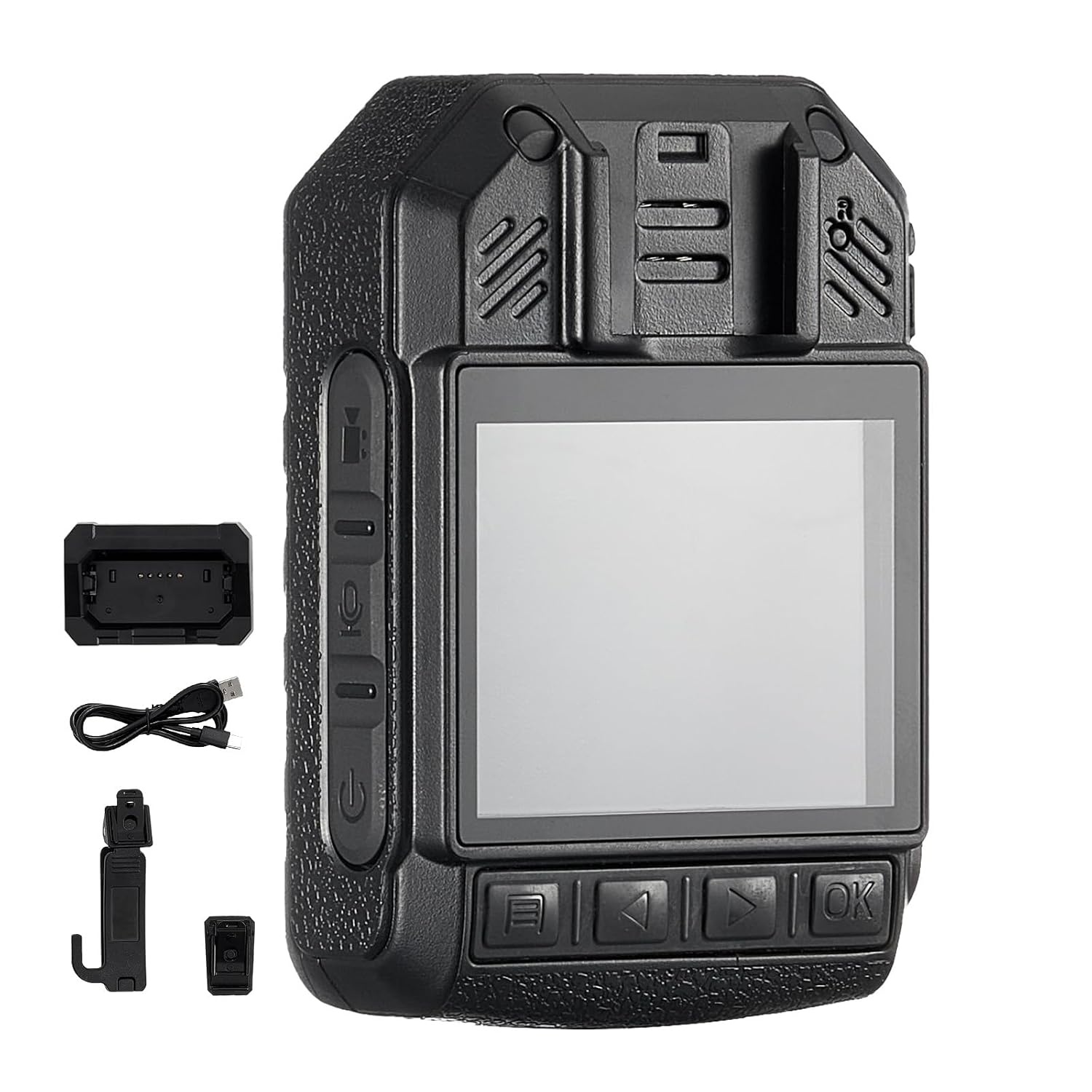 VEVOR Politiecamera 2K, waterdichte camera met 128 GB, met audio- en video-opname, ingebouwde batterij met 3500 mAh, lcd-scherm met hoge resolutie, GPS, infrarood nachtzicht