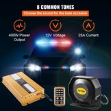 400W Sirene Systeem Auto | 8 Tonen & Microfoon | Korting 34%