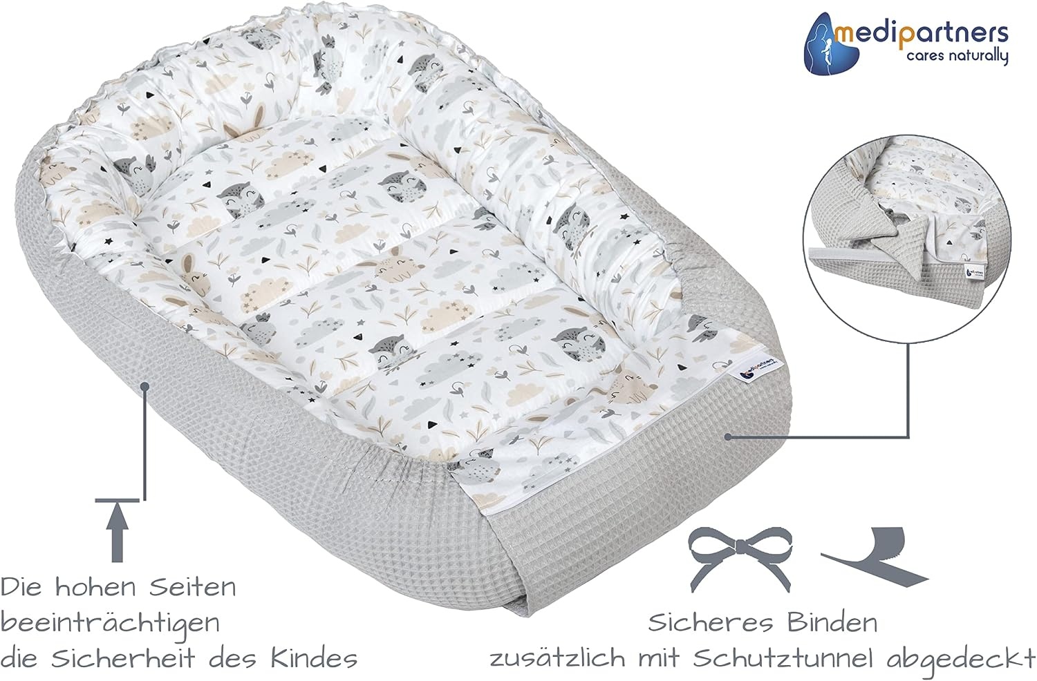 Babynest 100% Katoen Wafel Grijs - Omkeerbaar & Hypoallergeen (29% Korting!)