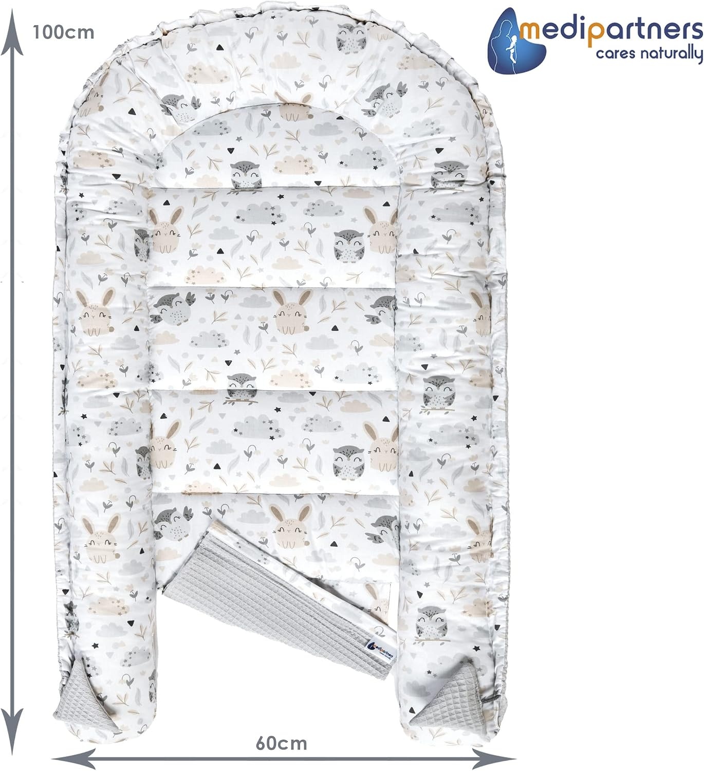 Babynest 100% Katoen Wafel Grijs - Omkeerbaar & Hypoallergeen (29% Korting!)