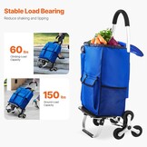 Opvouwbare Boodschappentrolley 36L met Klimwielen (Blauw)