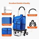 Opvouwbare Boodschappentrolley 36L met Klimwielen (Blauw)