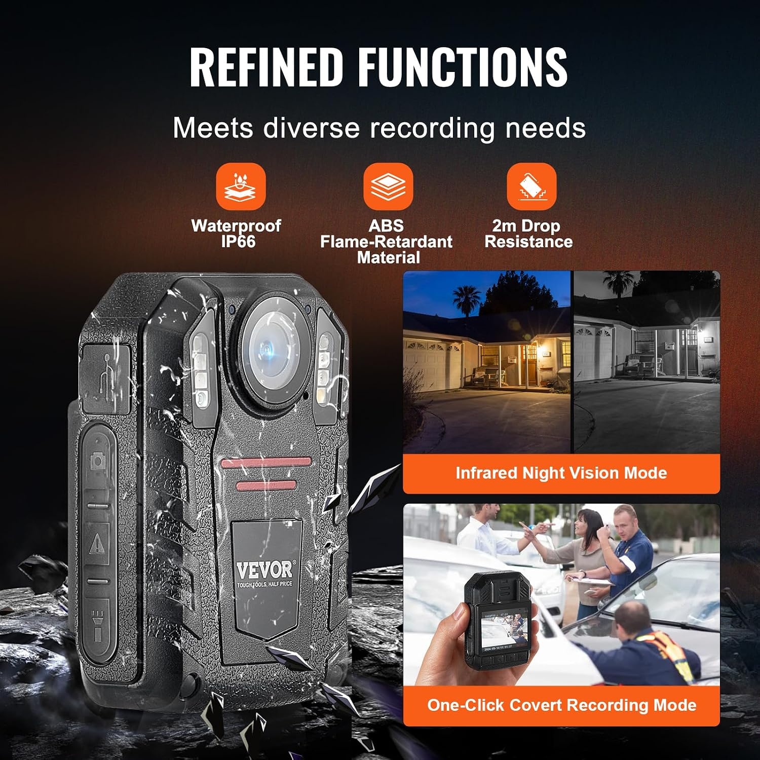Bodycam 2K 64GB | Nachtvisie | Waterdicht | 150° Groothoek | 11+ Uur Accu | 29% Korting