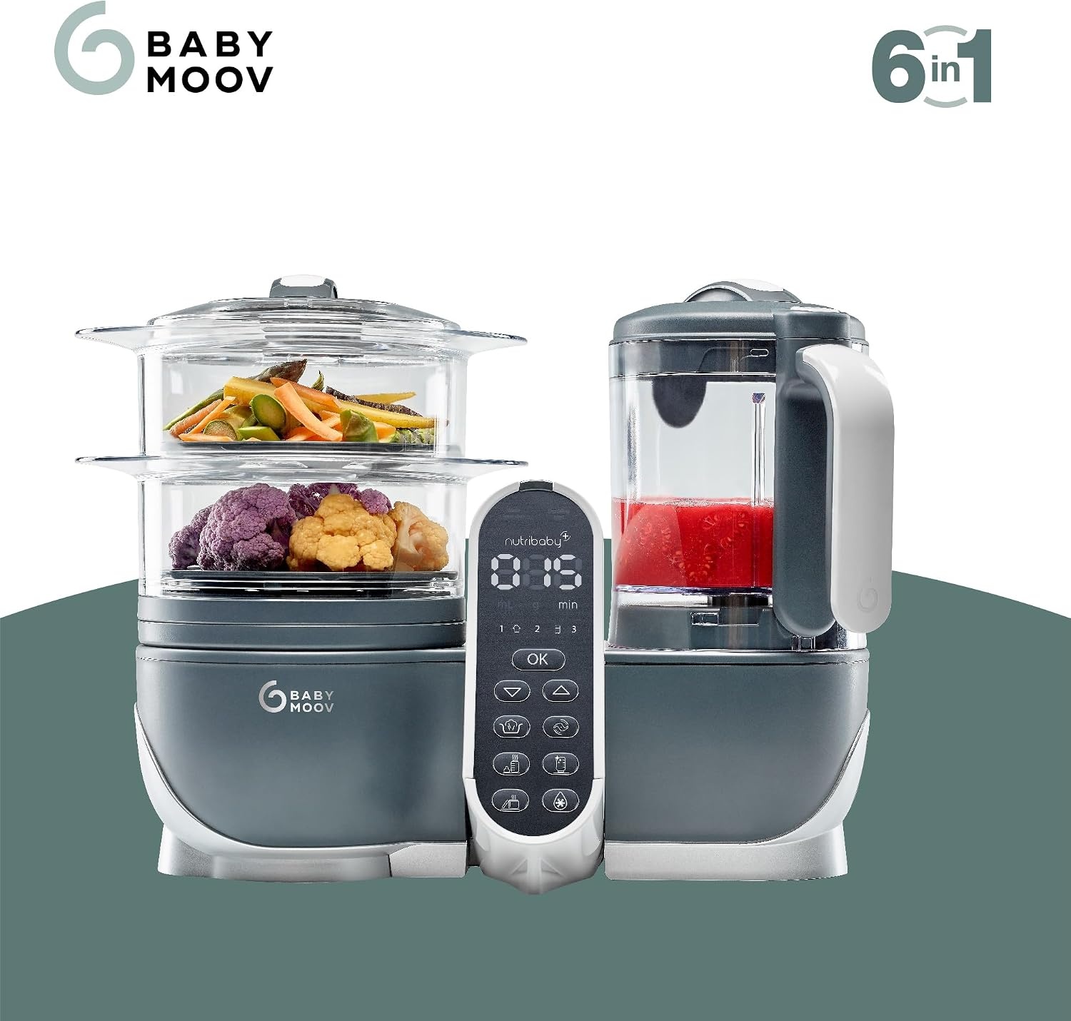 Keukenmachine Babyvoeding: Nutribaby Plus 6-in-1 (Grijs)