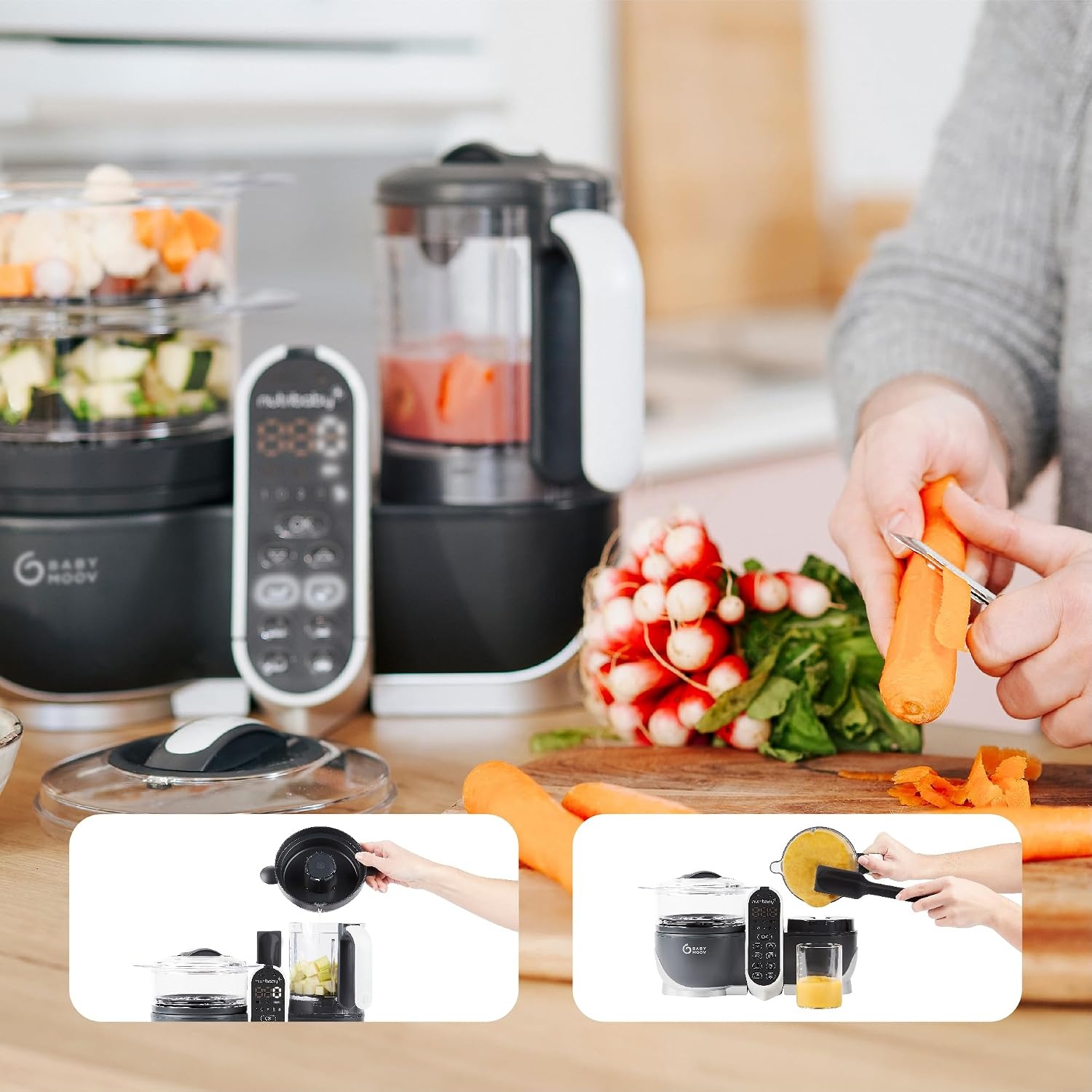 Keukenmachine Babyvoeding: Nutribaby Plus 6-in-1 (Grijs)