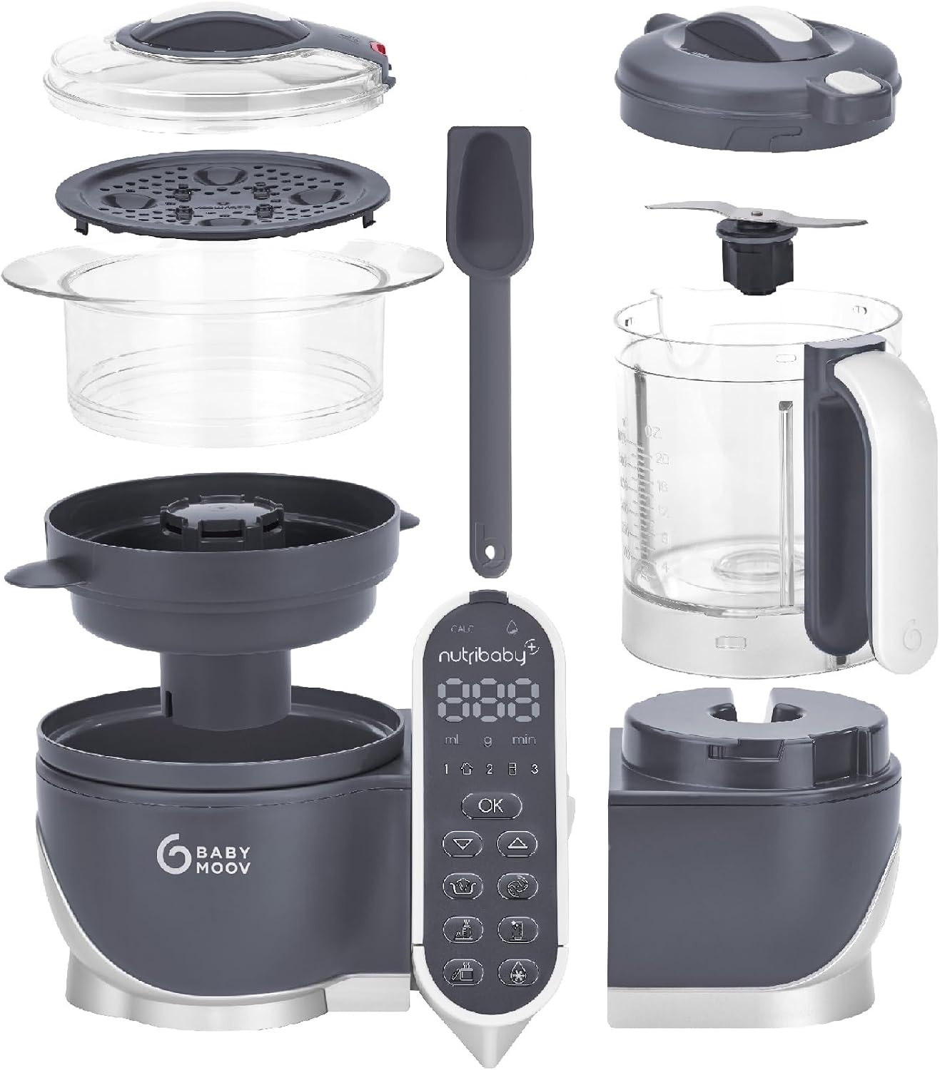 Keukenmachine Babyvoeding: Nutribaby Plus 6-in-1 (Grijs)