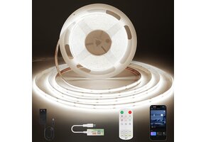 COB LED Strip 10m Neutraal Wit - Slim, Muziek & Timer, 29% Korting!