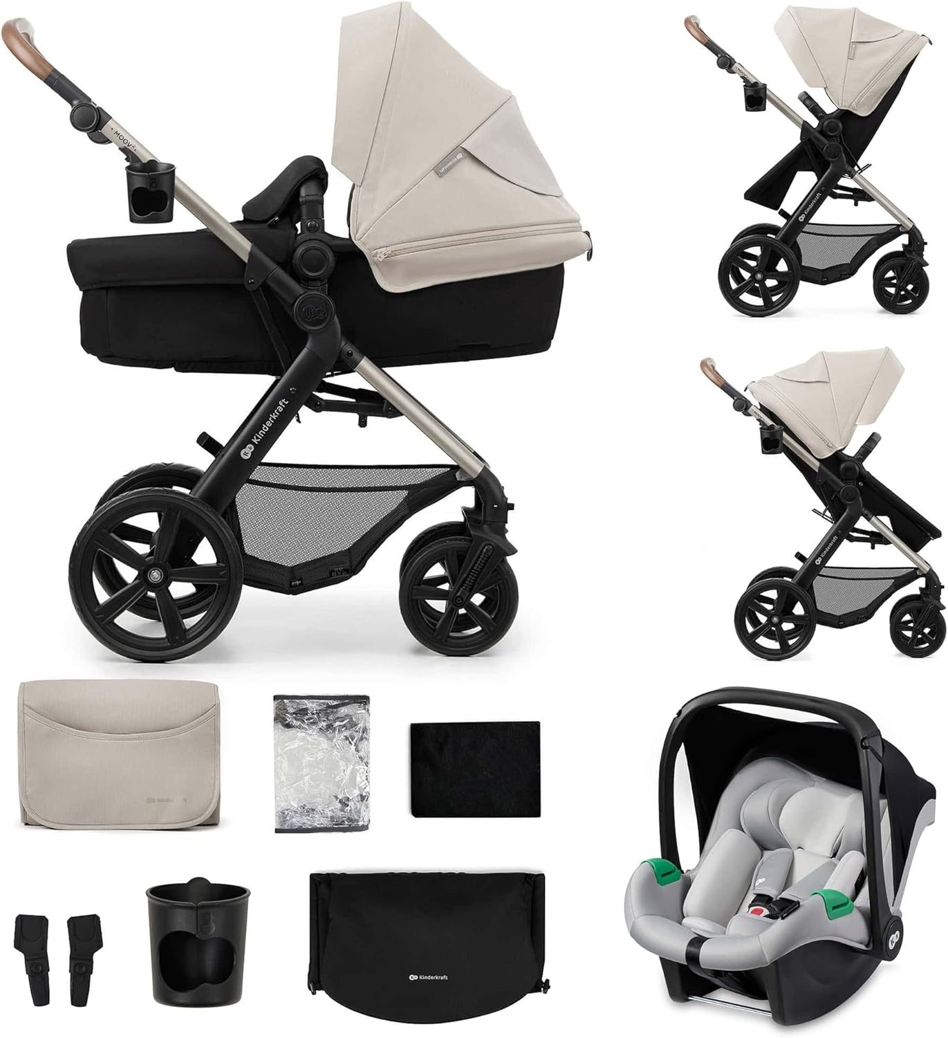 3-in-1 Kinderwagen Reissysteem MOOV2 - Incl. Mink PRO Autostoel - Grijs - 30% Korting