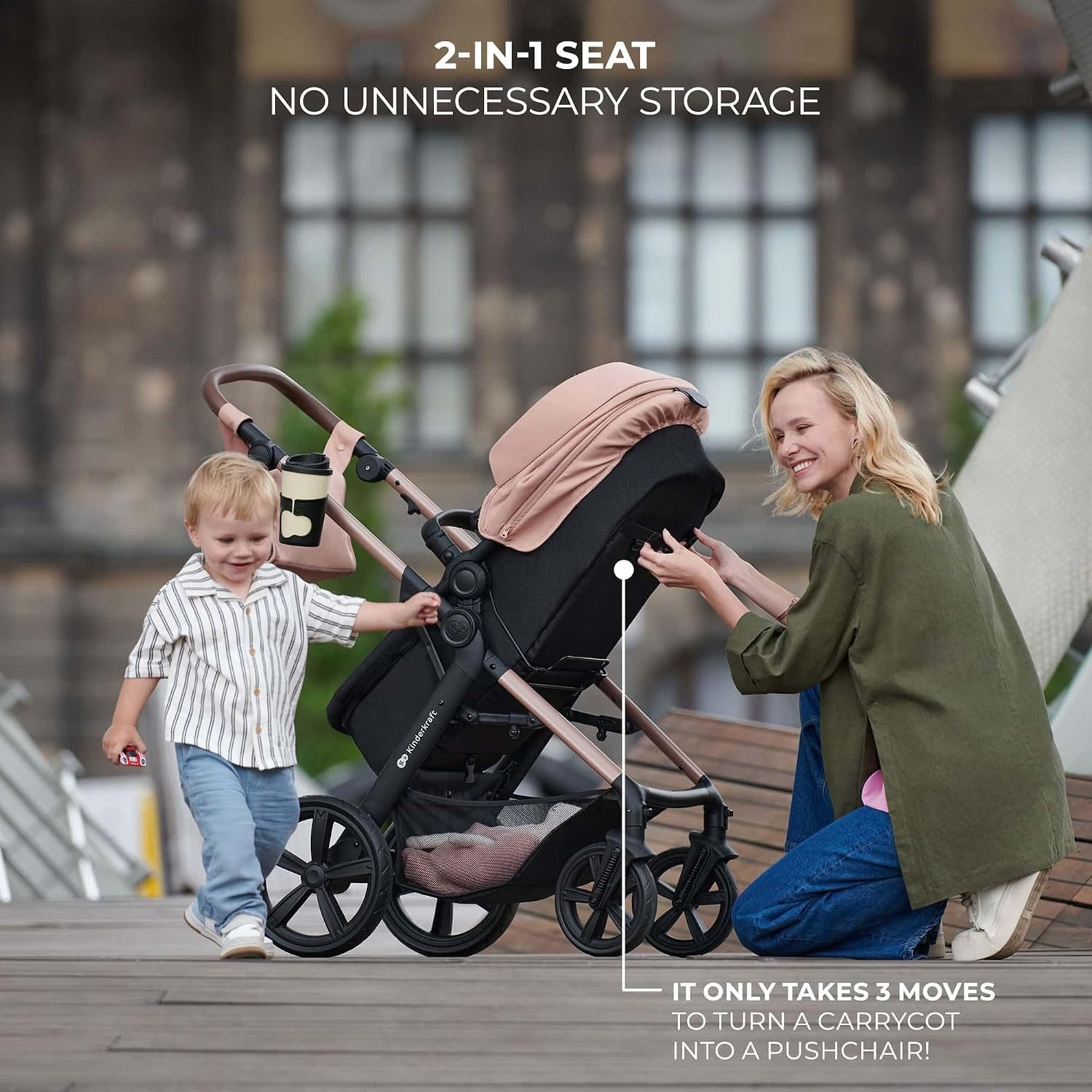 3-in-1 Kinderwagen Reissysteem MOOV2 - Incl. Mink PRO Autostoel - Grijs - 30% Korting