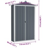 Tuinschuur 116x45x175cm Staal Grijs - 35% Korting!