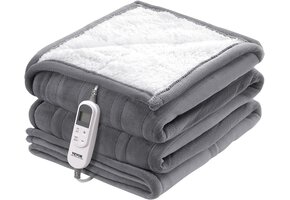 Elektrische deken Flanel Lamsvacht Grijs 150x200 cm - 33% Korting