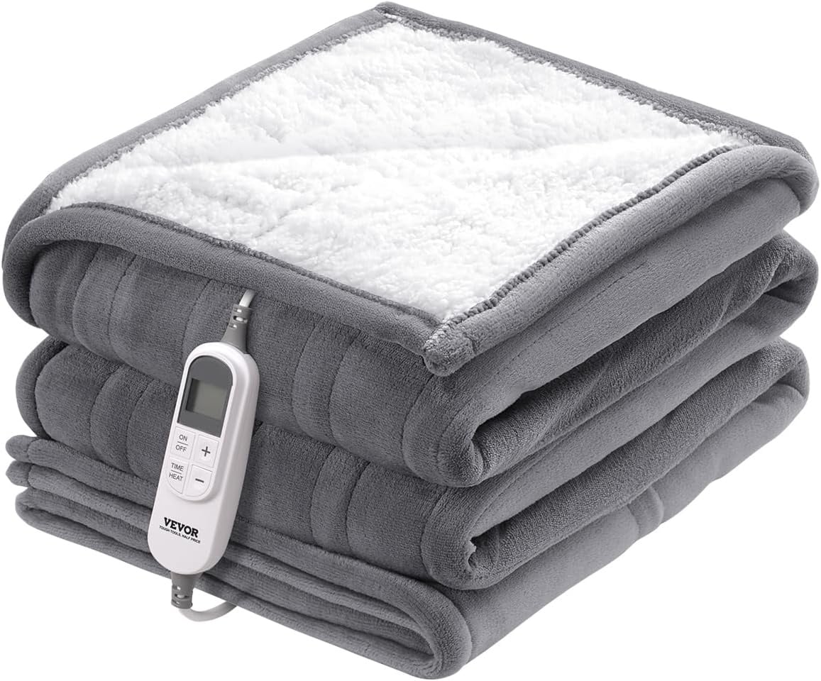 Elektrische deken Flanel Lamsvacht Grijs 150x200 cm - 33% Korting