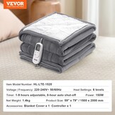 Elektrische deken Flanel Lamsvacht Grijs 150x200 cm - 33% Korting