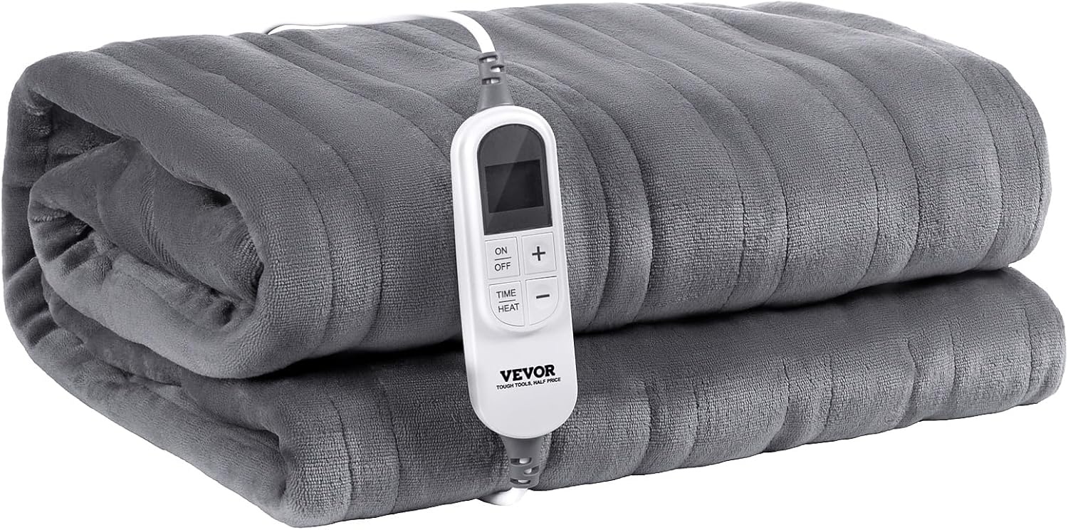 Elektrische deken Flanel Lamsvacht Grijs 150x200 cm - 33% Korting