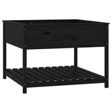 Plantenbak met schap van grenenhout - 111,5x111,5x81 cm - Zwart (34% korting)