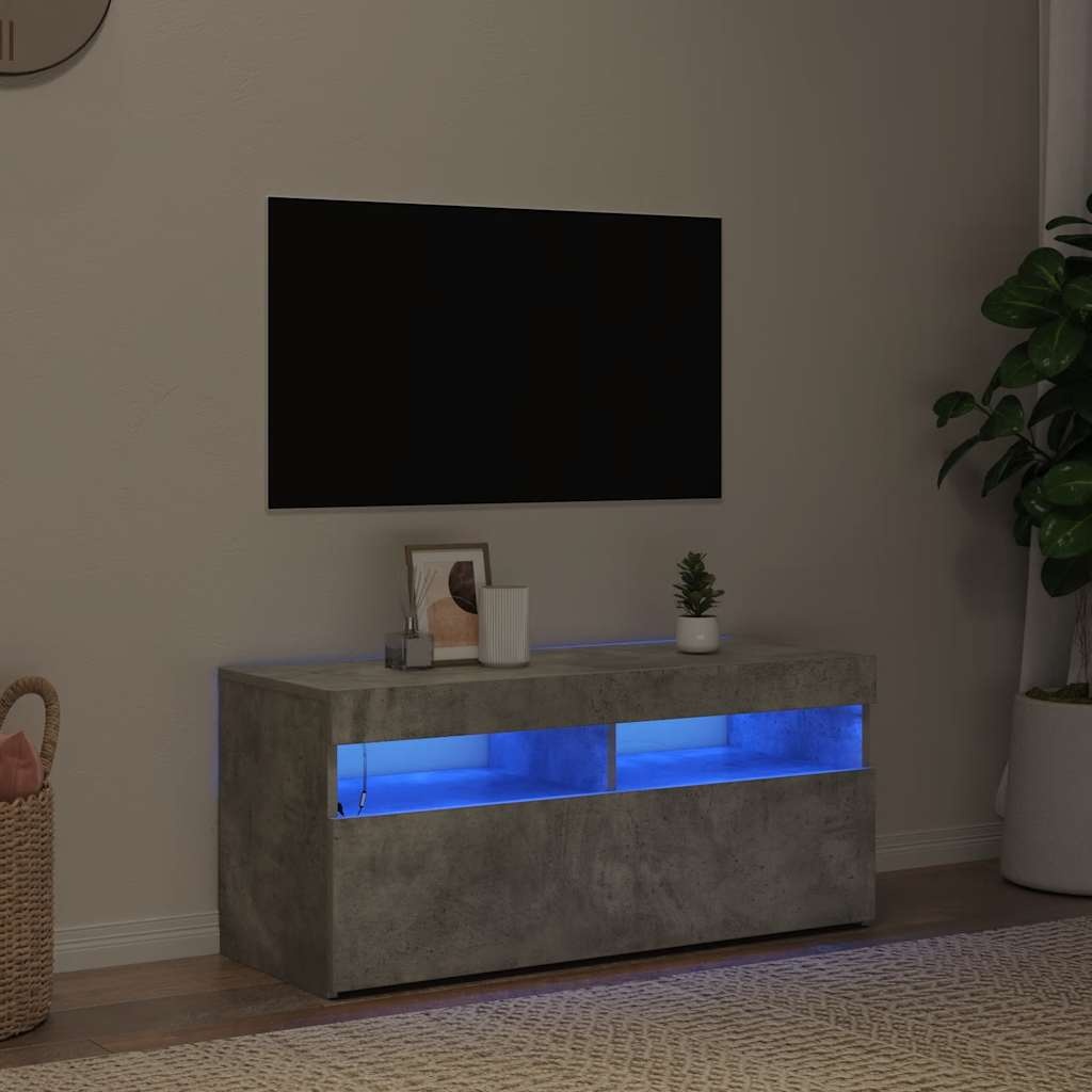TV-meubel met LED 90x35x40cm Betongrijs - 34% Korting!