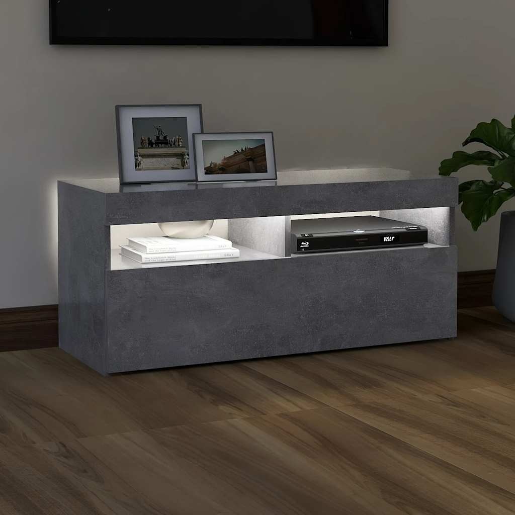 TV-meubel met LED 90x35x40cm Betongrijs - 34% Korting!