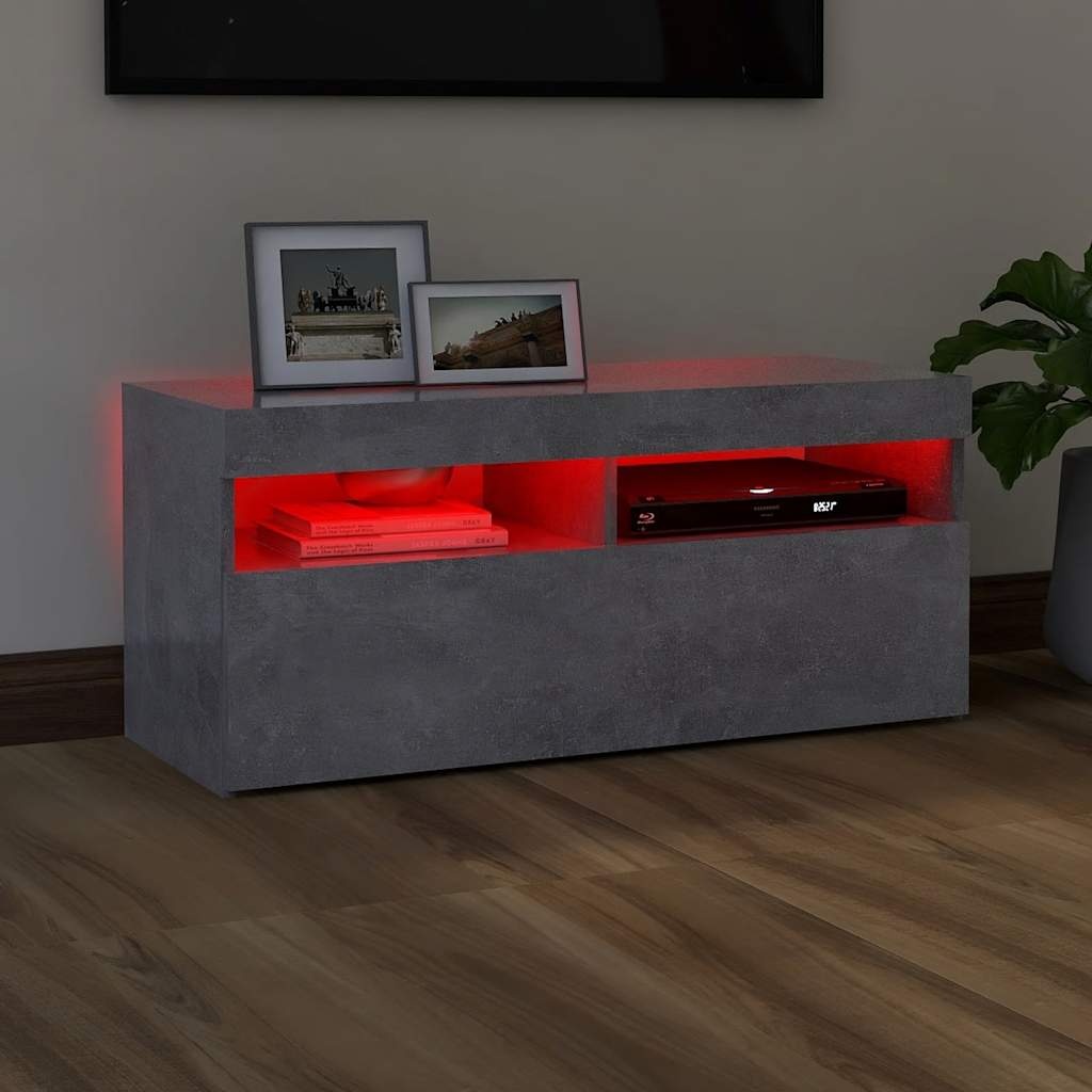 TV-meubel met LED 90x35x40cm Betongrijs - 34% Korting!