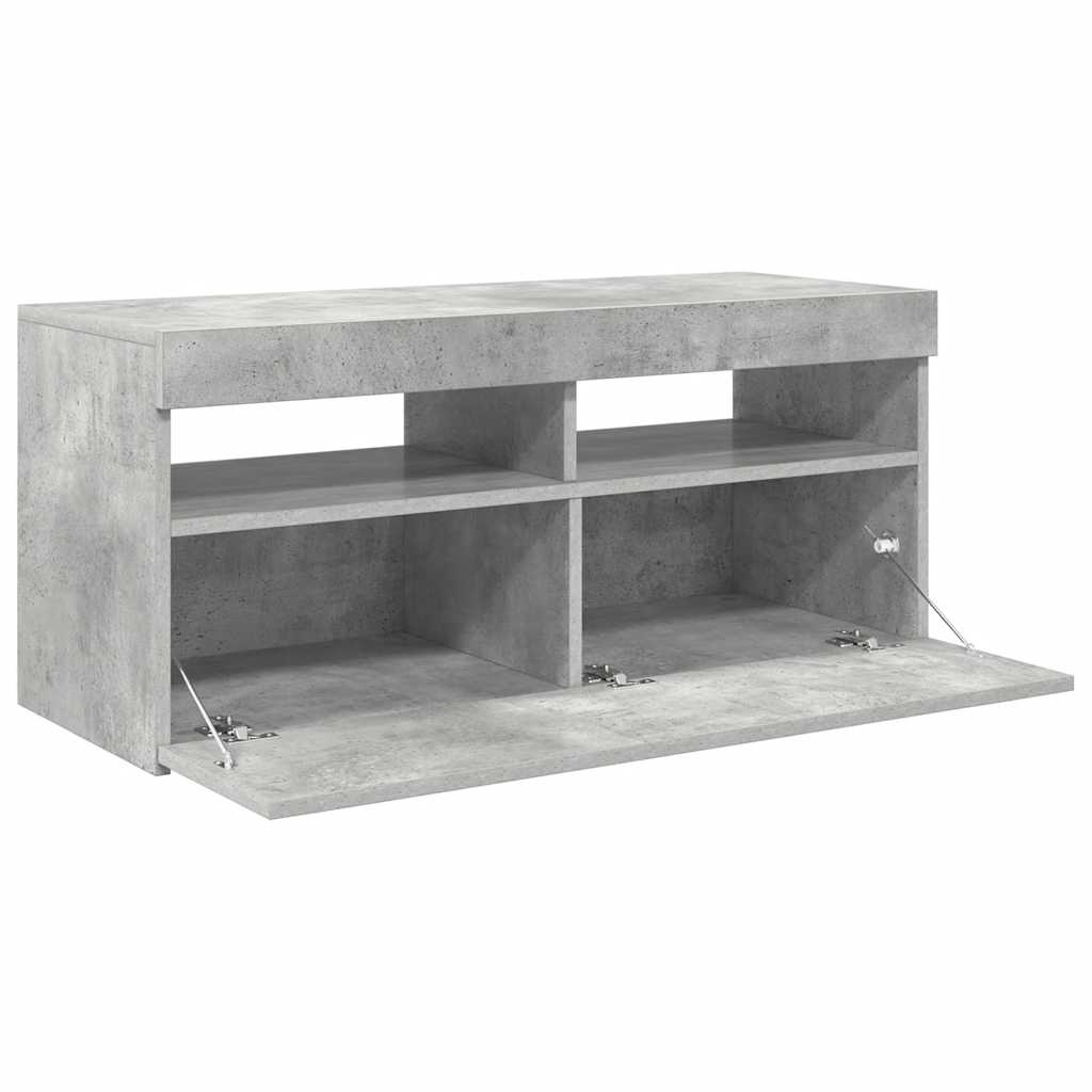 TV-meubel met LED 90x35x40cm Betongrijs - 34% Korting!