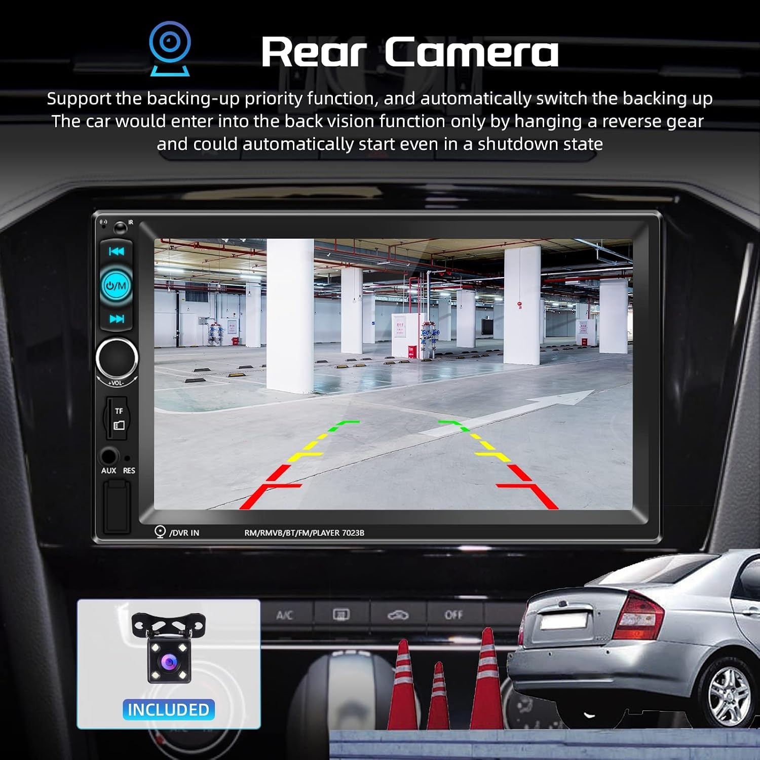 2-DIN Autoradio 7-inch HD Touchscreen Bluetooth Achteruitrijcamera Stuurbediening