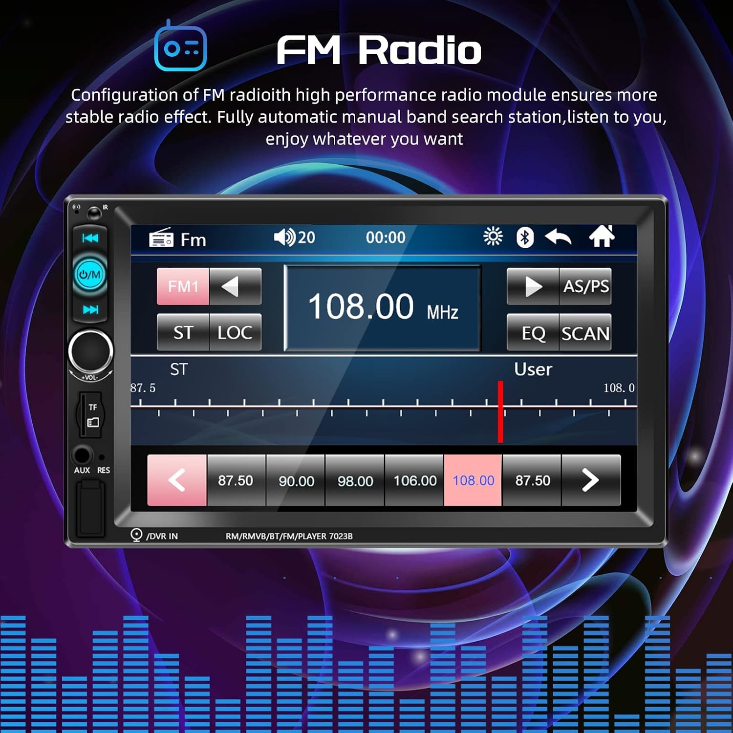 2-DIN Autoradio 7-inch HD Touchscreen Bluetooth Achteruitrijcamera Stuurbediening