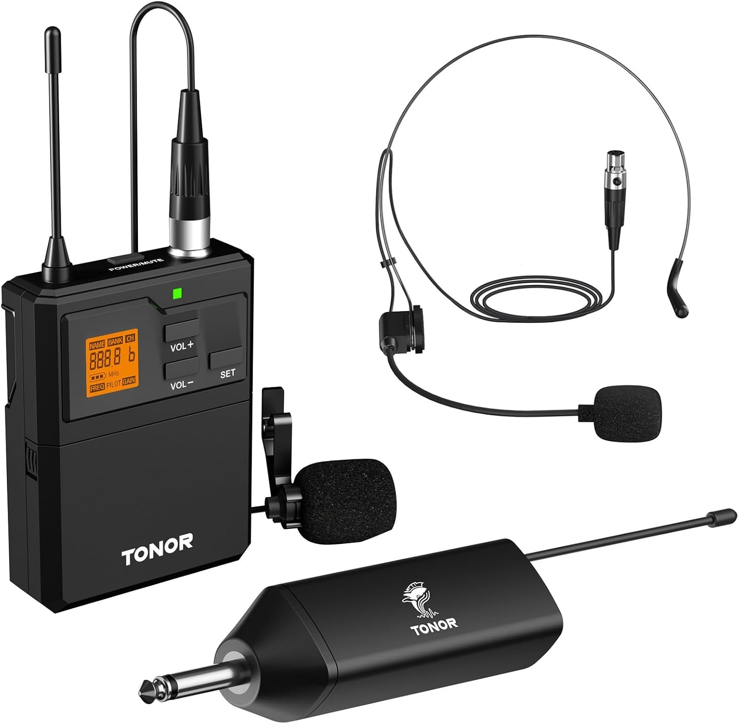 Draadloze Microfoon UHF met Headset & Lavalier - 5 Kanalen, 60M Bereik, 47% Korting