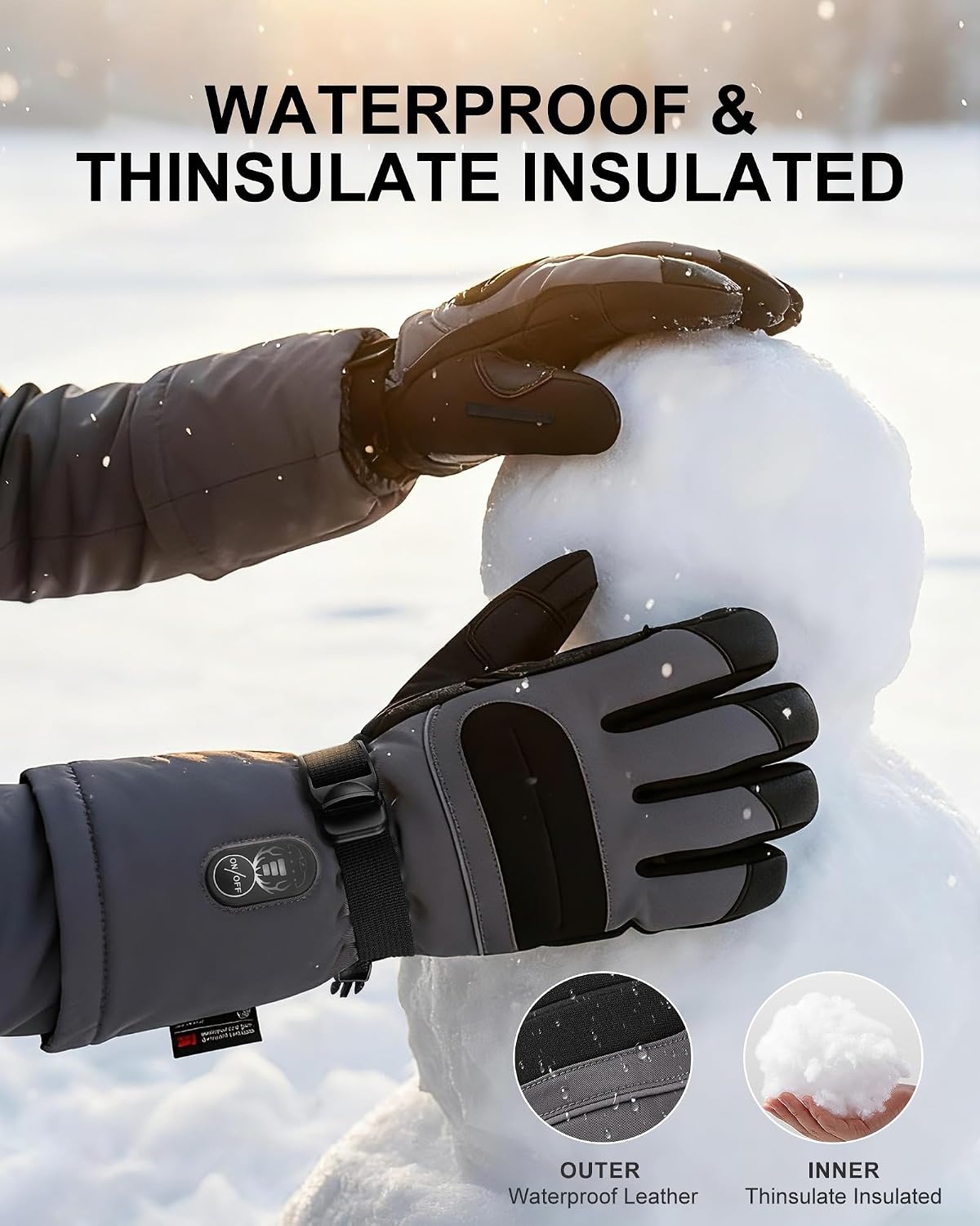 Verwarmde Handschoenen Skiën | Tot 10u Warm, USB-C PD, Waterdicht, 3 Warmtestanden
