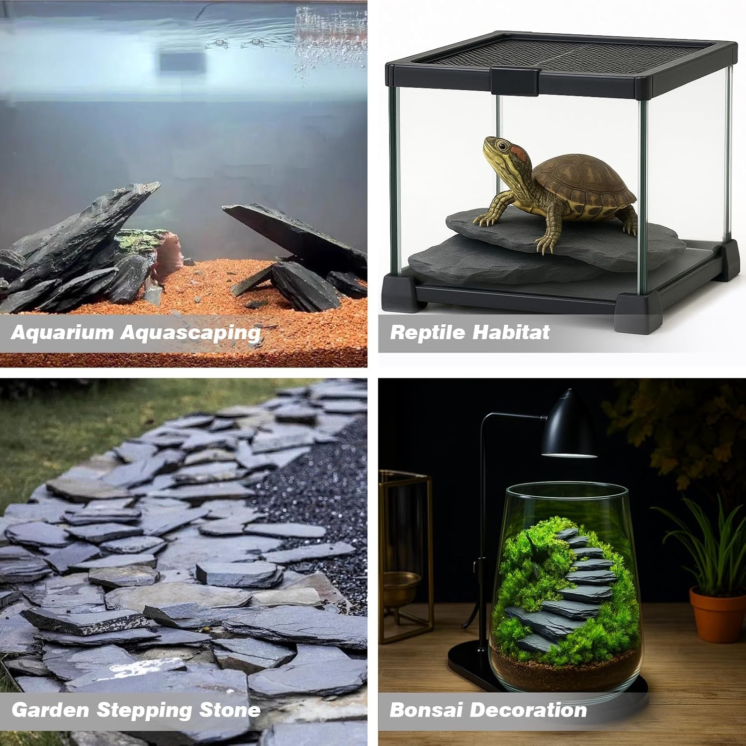 Unocho Natuurlijke leisteen reptiel koesteren platform rotsen 20 lb schildpad habitat platte rotsen voor aquarium amfibieën vivariums paludarium tuin landschapsarchitectuur en modelspoorweg (2-8 inch)