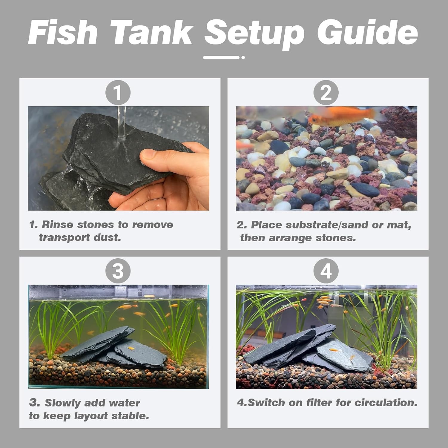 Unocho Natuurlijke leisteen reptiel koesteren platform rotsen 20 lb schildpad habitat platte rotsen voor aquarium amfibieën vivariums paludarium tuin landschapsarchitectuur en modelspoorweg (2-8 inch)