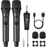 Draadloze Microfoon Tonor UHF Handheld Draadloze Dynamische Microfoon met Oplaadbare Ontvanger, Microfonos Inalambricos Professional voor Karaoke, Feest, Bruiloft, DJ, Speech, Kerk 200ft TW320 Grijs