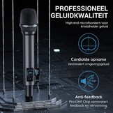 Draadloze Microfoon Set | UHF | 60m Bereik | 2 Microfoons