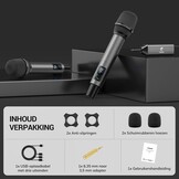 Draadloze Microfoon Set | UHF | 60m Bereik | 2 Microfoons