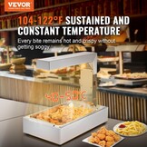 VEVOR 750 W warmtebrug voedselverwarmer 605 x 343 x 555 mm friet frituurbak, one-touch-bediening warmhoudapparaat elektrische frietverwarmer met voedselclip max. 50 ℃ cafetaria, snackbar enz.