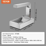 VEVOR 750 W warmtebrug voedselverwarmer 605 x 343 x 555 mm friet frituurbak, one-touch-bediening warmhoudapparaat elektrische frietverwarmer met voedselclip max. 50 ℃ cafetaria, snackbar enz.