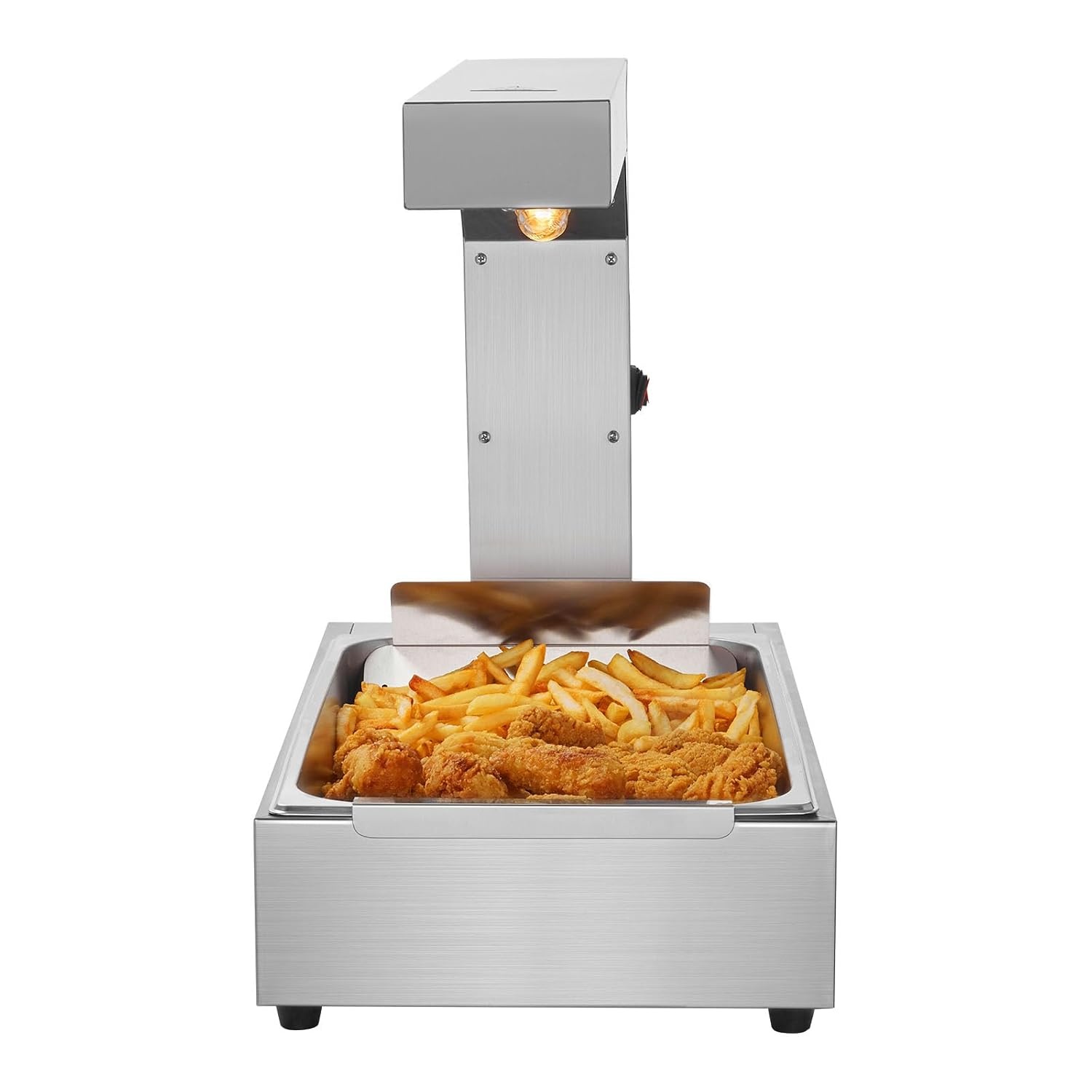 VEVOR 750 W warmtebrug voedselverwarmer 605 x 343 x 555 mm friet frituurbak, one-touch-bediening warmhoudapparaat elektrische frietverwarmer met voedselclip max. 50 ℃ cafetaria, snackbar enz.
