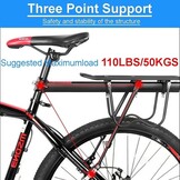 Achterste Bike Rack voor fiets, 110Lbs/50kgs capaciteit fiets bagagerek met reflecterende, verstelbare Quick Release Mountain Road fiets Cargo Rack