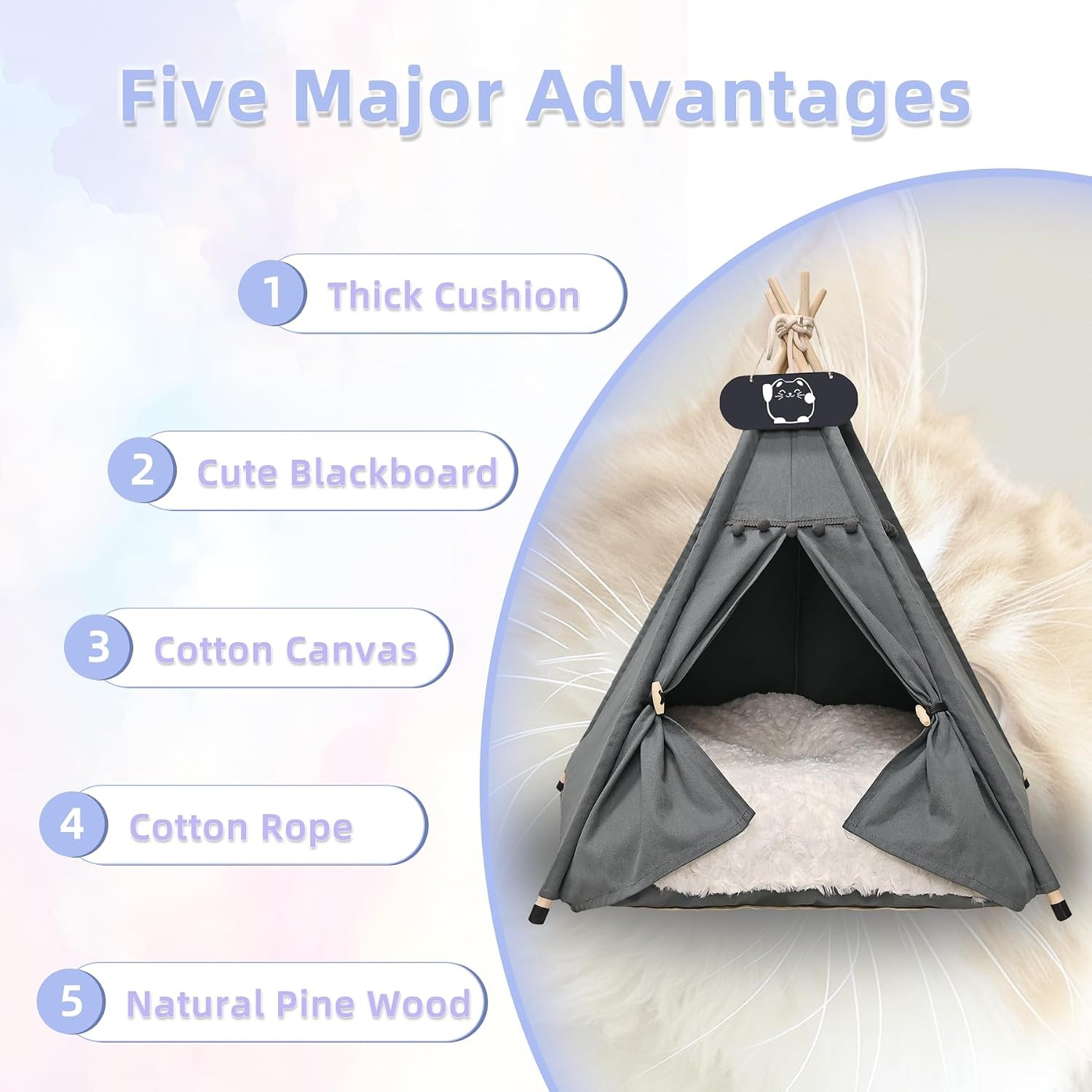 Tipi Tent Hond & Kat - 60x60x70cm - Katoen - 60% Korting