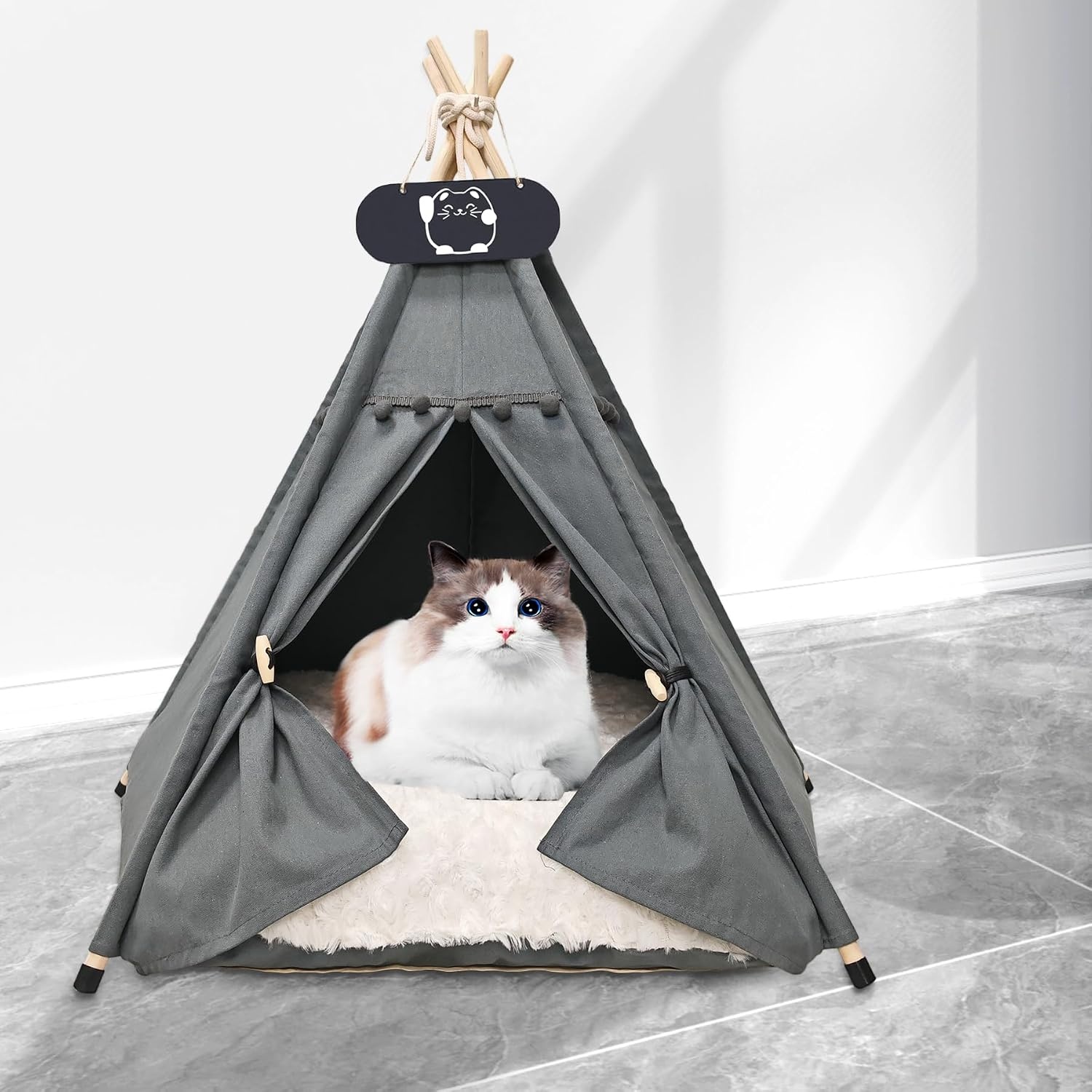 Tipi Tent Hond & Kat - 60x60x70cm - Katoen - 60% Korting